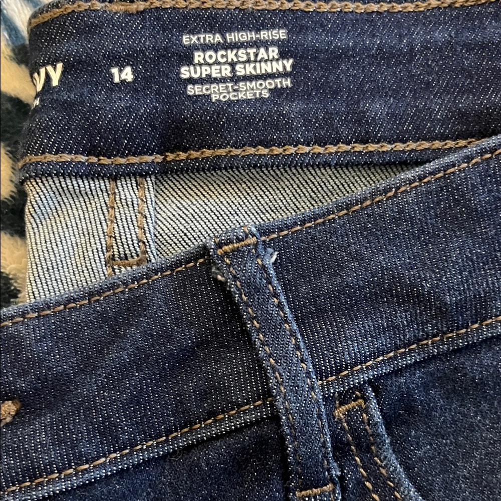 Old Navy Dark Blue extra high rise rock star super skinny jeans